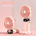 Mini ventilateur de poche pliable, support téléphone, 5 vitesses, rechargeable par USB, Rose