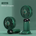 Mini ventilateur de poche pliable, support téléphone, 5 vitesses, rechargeable par USB, vert