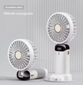 Mini ventilateur de poche pliable, support téléphone, 5 vitesses, rechargeable par USB, blanc